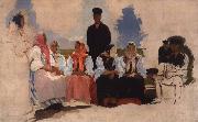 Andrei Ryabushkin Sonntag in der Gemeinde oil painting on canvas